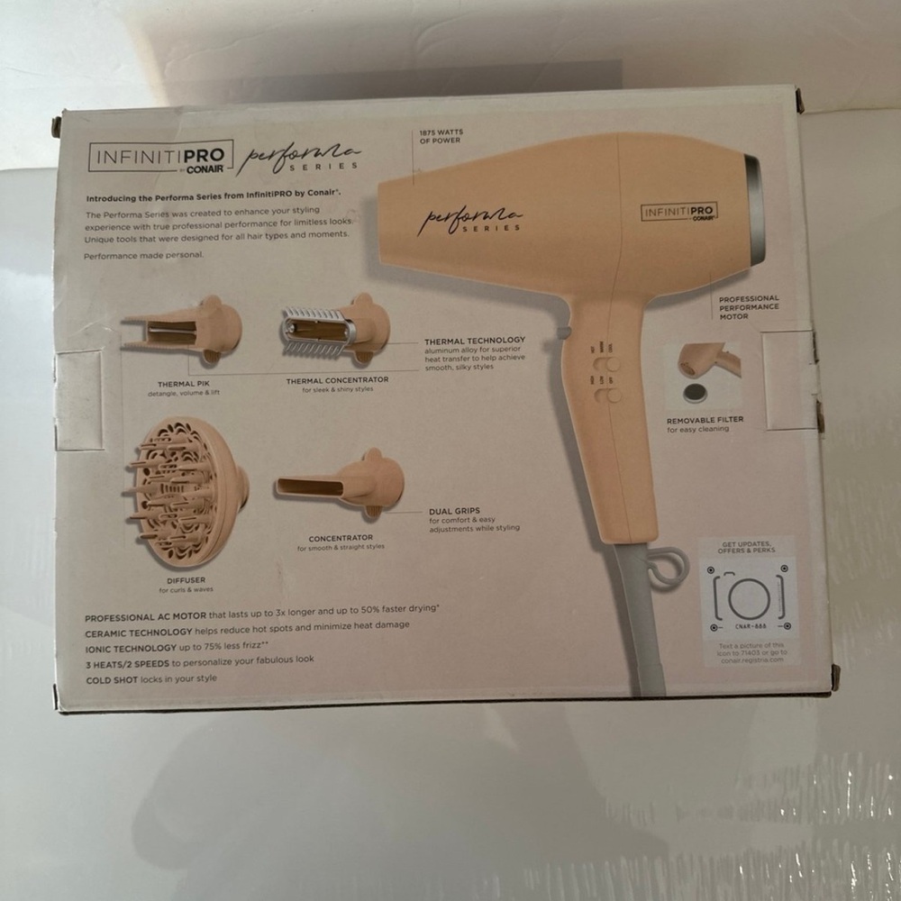 Conair InfinitiPro Performa Series Ionic Ceramic Hair Dryer and Attachements Set